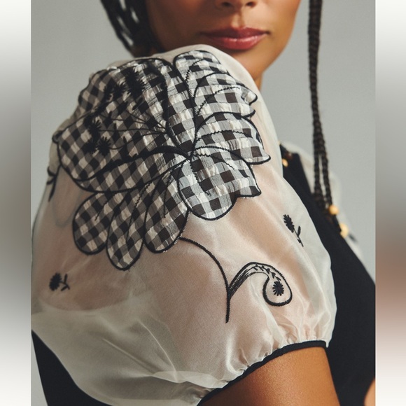 Anthropologie Maeve Silk Puff-Sleeve Sweater Top, M - Picture 6 of 16